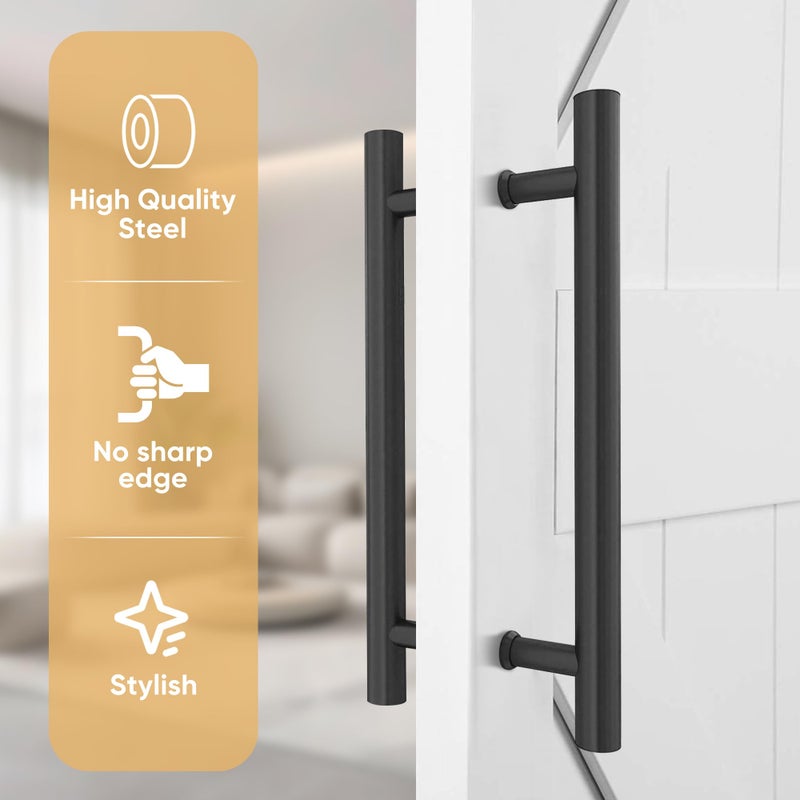 JUBEST 16" Push Pull Door Handle, Double Sided H Shape Sliding Doors Handle, Heavy Duty Swing Door Handles, Flat Black - Image 2